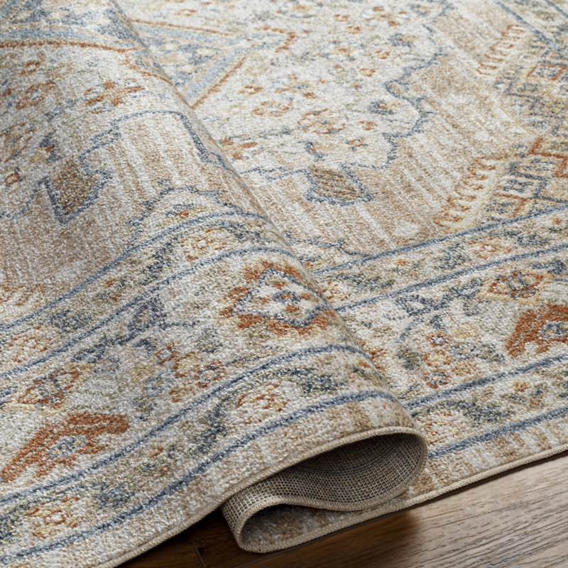 Langley Street Benbow Machine Washable Oriental Blue/Taupe Area Rug